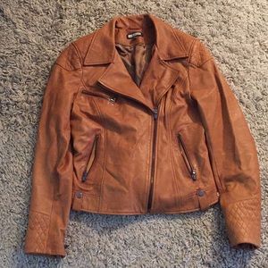 Whisky leather motto jacket